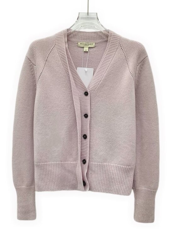 Burberry Sweaters - J30610 Burberry pink cashmere V-neck knitted cardigan jacket M size 95 new